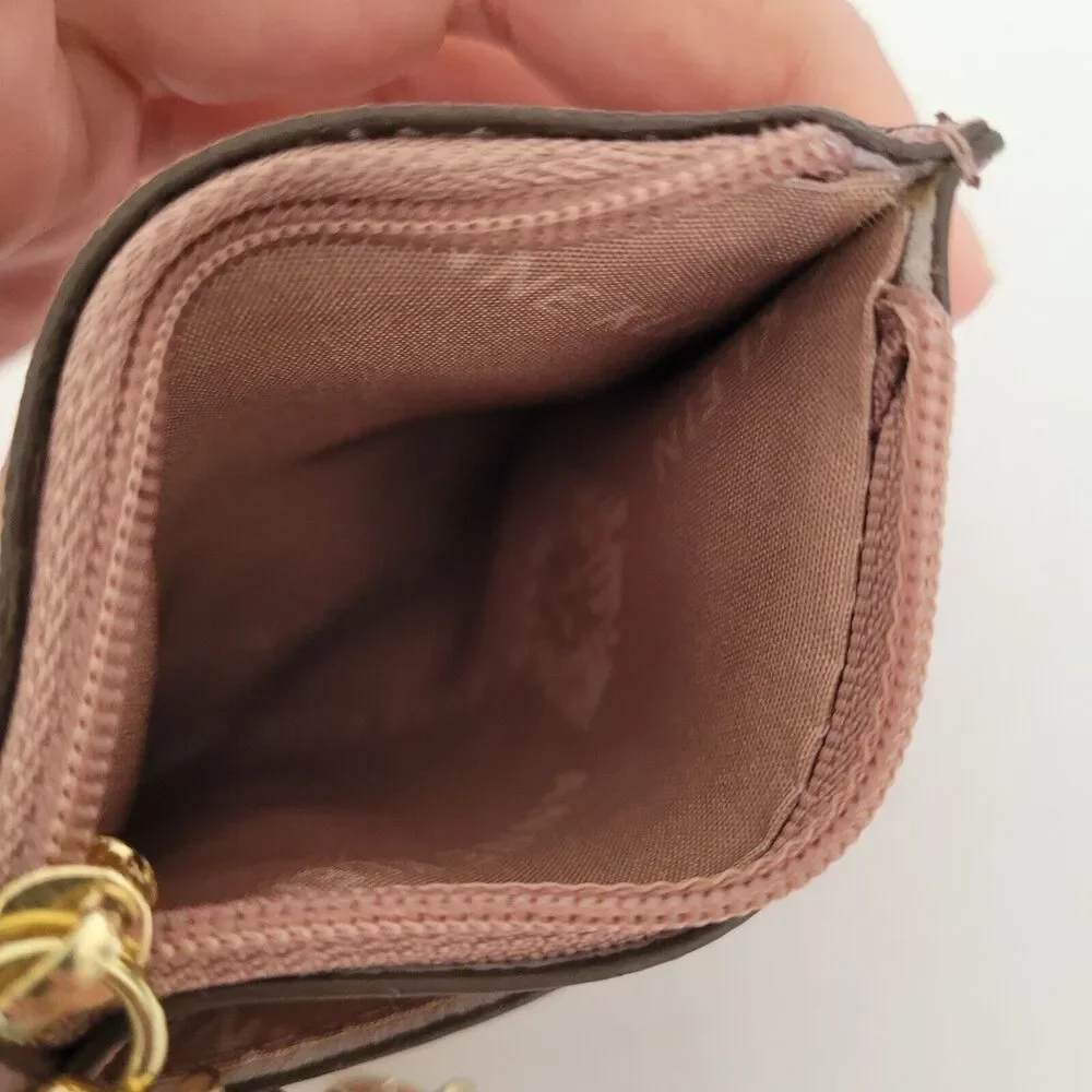 Anne Klein Small Mini Wallet Card Coin Holder Key Ring Compact‎ Light Blush Pink